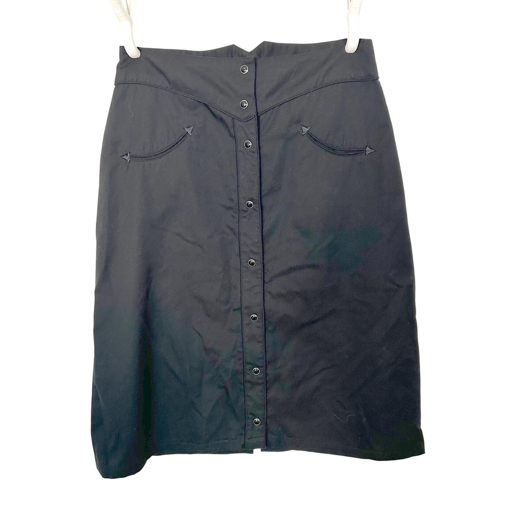 Scully Medium Western goth cowgirl black A-line pearl snap rodeo skirt